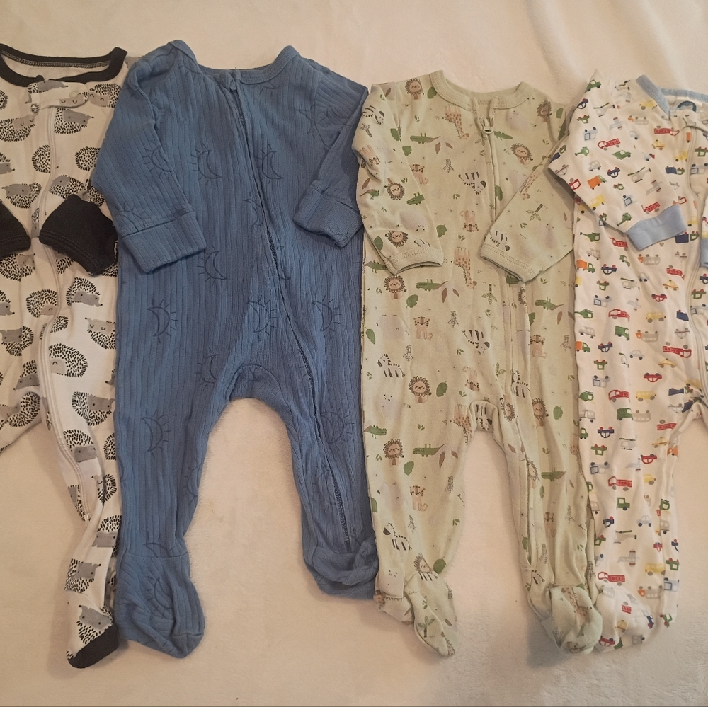 Gerber Blue, Cream, and Green Footed One Piece Set